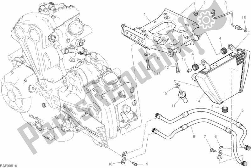 Alle onderdelen voor de Olie Koeler van de Ducati Diavel Xdiavel Thailand 1260 2019
